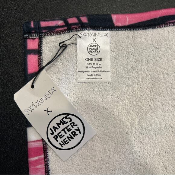 NWT Swiminista x James Peter Henry Beach Towel, Limited Edition, Pink/Black - Picture 6 of 6